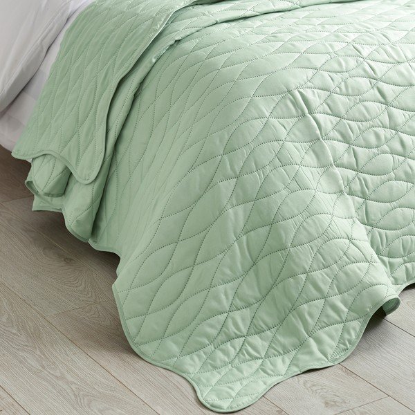 Roheline tepitud voodikate 240x260 cm Scallop Waves - Catherine Lansfield-image-1