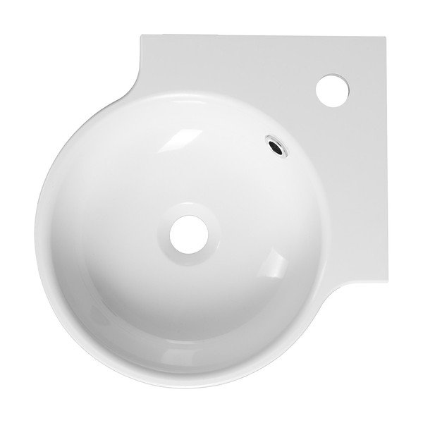 Valge ümmargune valatud marmorist valamu 38x38 cm Kaori - Sapho-image-1