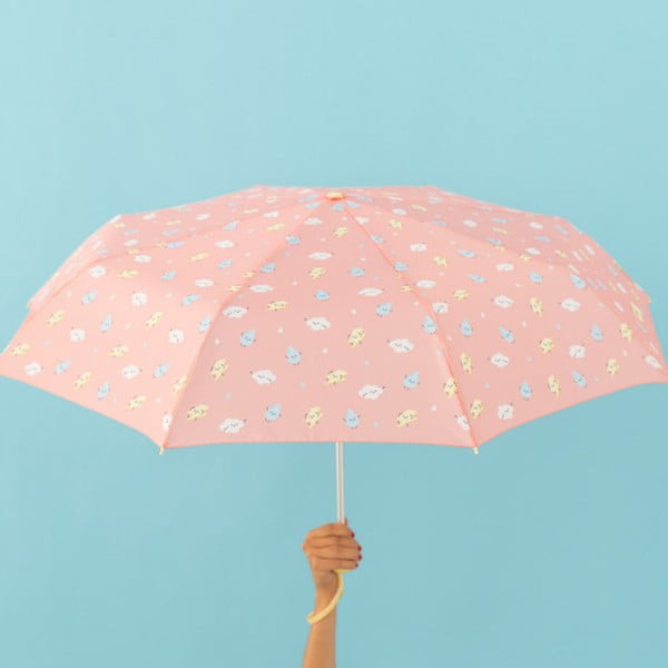 Růžový deštník Mr. Wonderful Cloudy, šířka 108 cm