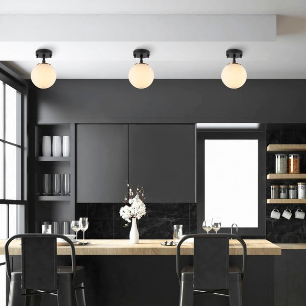 Must-valge laevalgusti klaasist varjuga ø 15 cm Atmaca - Opviq lights-image-2