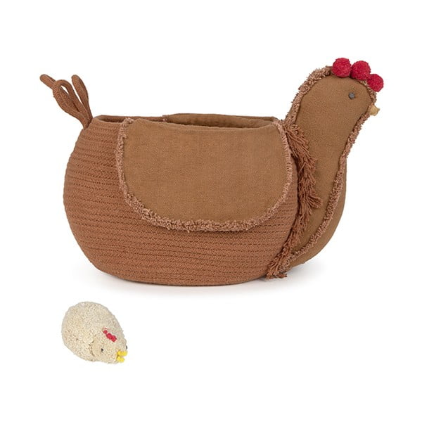 Pruun tekstiilist laste mänguasjakorv 48x32x29 cm Chicken Toffee - Lorena Canals