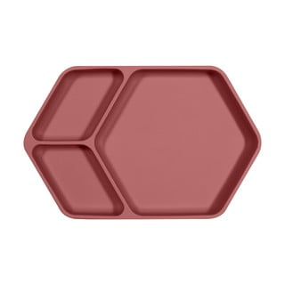 Punane silikoonist beebi taldrik 16x25 cm – Kindsgut