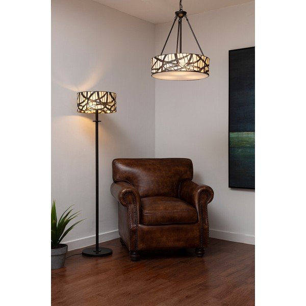 Metallist ripplamp klaasist varjuga, ø 46 cm Waldorf - Premier Housewares-image-1