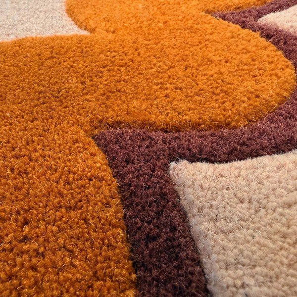 Oranž/naturaalne käsitsi kootud villane vaip 140x200 cm Wiggle Wool - Flair Rugs-image-3