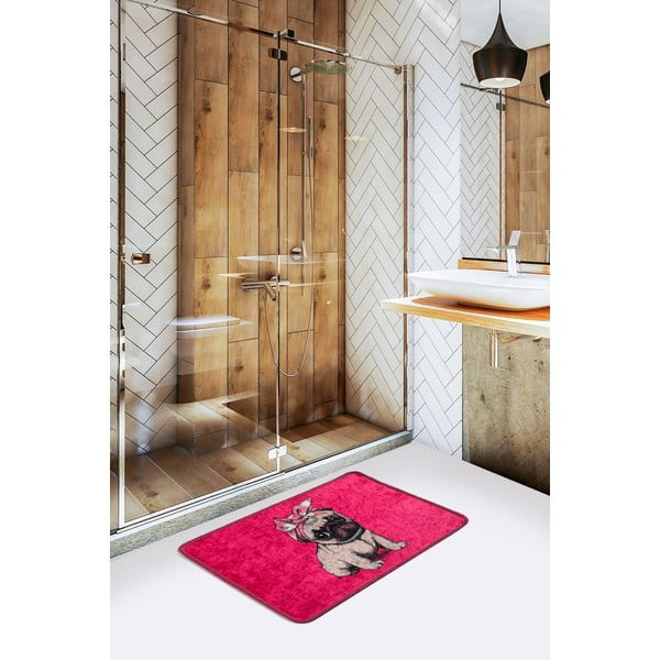 Roosa vannitoamatt 40x60 cm Pink Pug - Foutastic-image-1