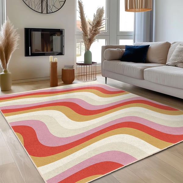 Kollane-roosa pestav vaip 60x100 cm Creamy Raspberry Swirl - Mila Home-image-3