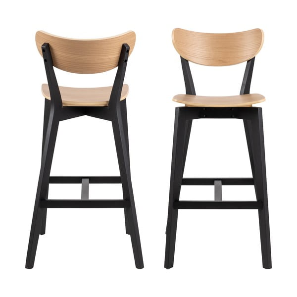 Mustast kummipuust heleda istmega baaritoolid 2 tk komplektis 105 cm Roxby - Actona-image-4