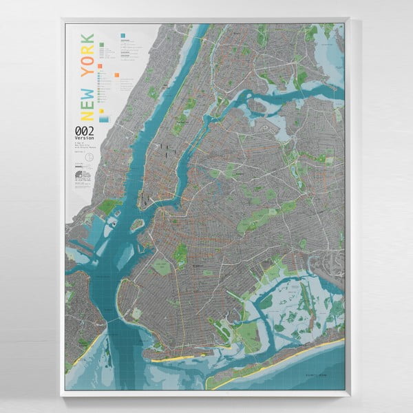 Mapa New York City v průhledném pouzdru The Future Mapping Company Street Map, 130 x 100 cm