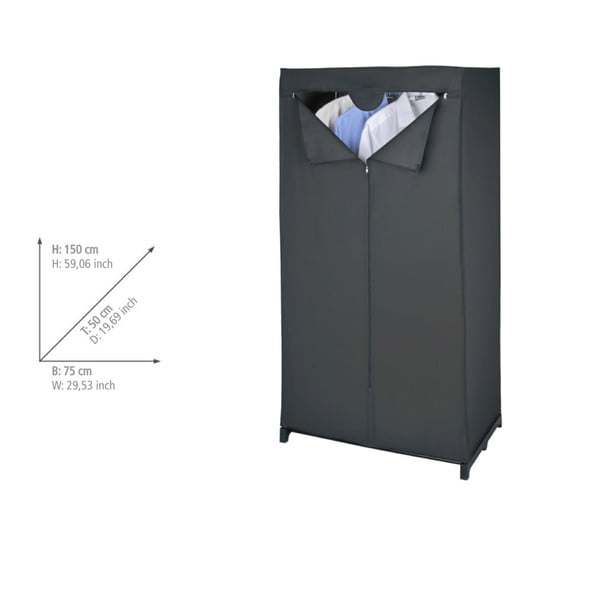 Černá látková úložná skříň Wenko, 150 x 50 x 75 cm-image-1