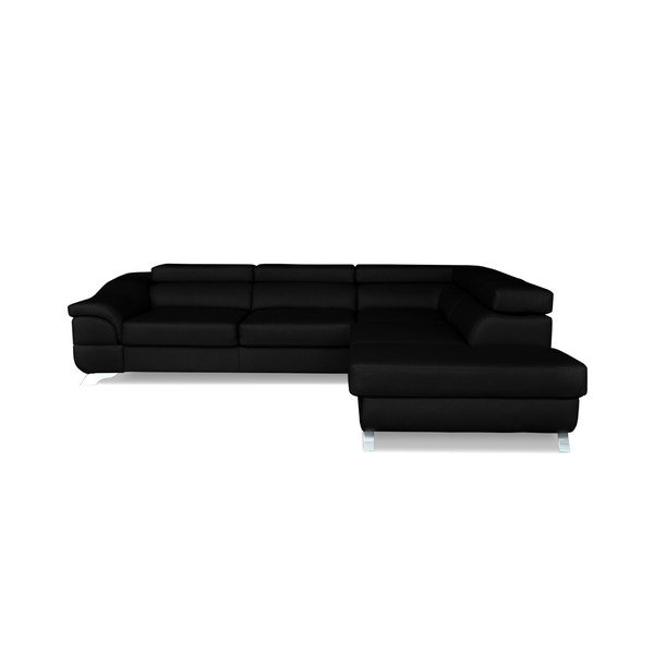 Černá rohová rozkládací pohovka Windsor & Co. Sofas Omnikron, pravý roh-image-3