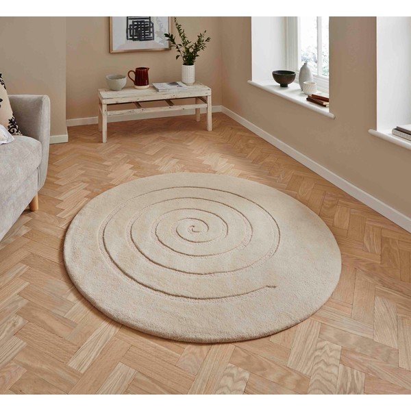 Kreemjas valge villane vaip , ⌀ 180 cm Spiral - Think Rugs-image-1