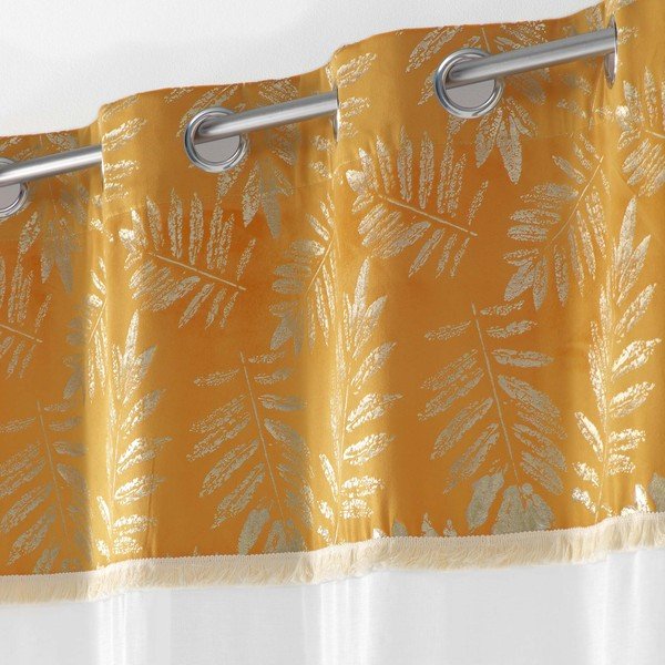 Kollane-valge voile kardin 140x280 cm Adelor - douceur d'intérieur-image-2