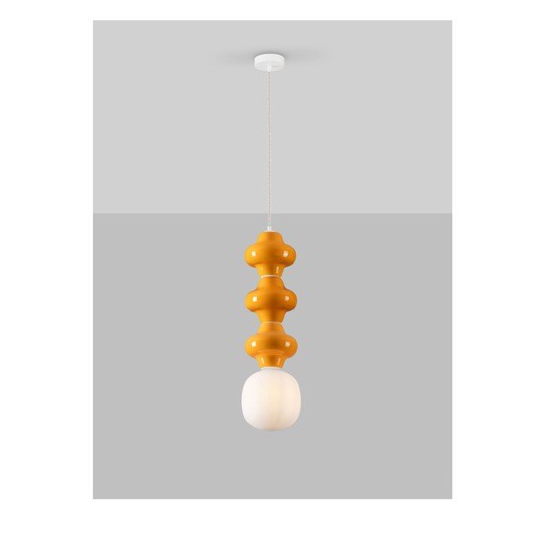 Valge/oranž keraamiline ripplamp klaasist varjuga, ø 18 cm Clio - Nova Luce-image-3