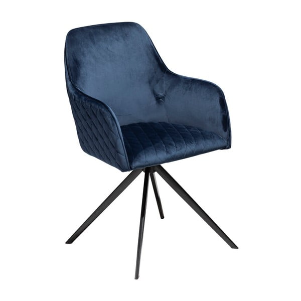 Tmavě modrá jídelní židle s područkami DAN–FORM Denmark Twine Velvet