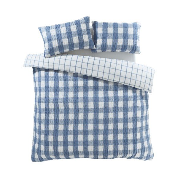 Sinine flanell voodipesu kaheinimesevoodile 200x200 cm Gingham Check - Catherine Lansfield-image-2