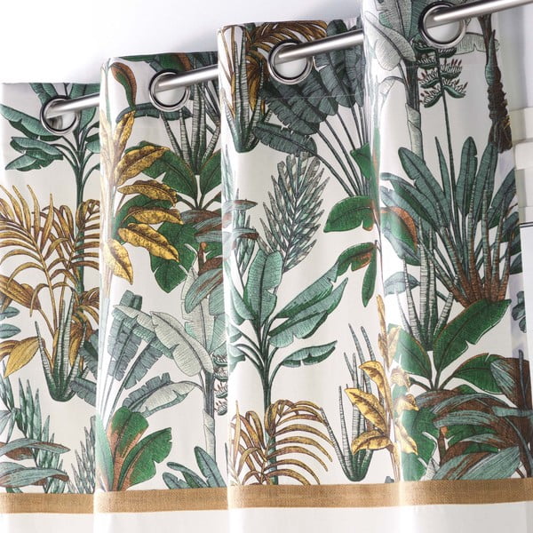 Roheline-kreemikas kardin 140x240 cm Balinesia - douceur d'intérieur-image-1