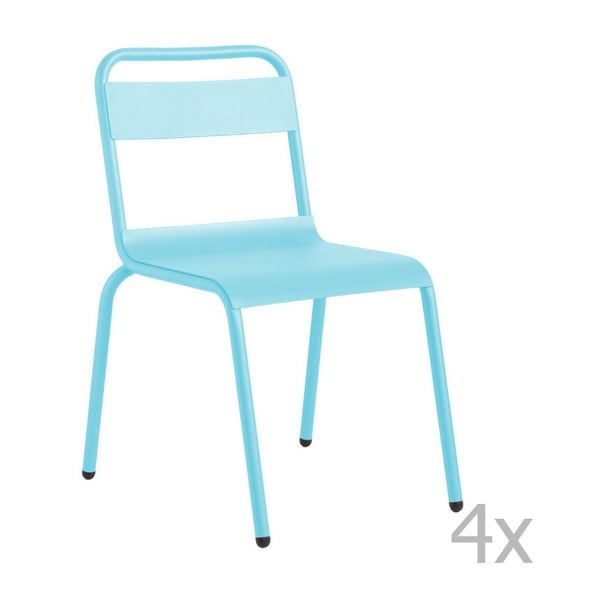 Sada 4 světle modrých zahradních židlí Isimar Biarritz