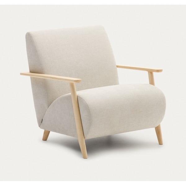 Beež-kreem šenillist tugitool Meghan - Kave Home