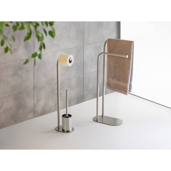 Matt hõbedane roostevabast terasest harjaga WC-paberi hoidik Levante - Wenko-image-3