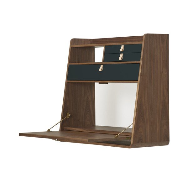 Nástěnný sekretář s šedými zásuvkami HARTÔ Gaston, šířka 80 cm-image-1