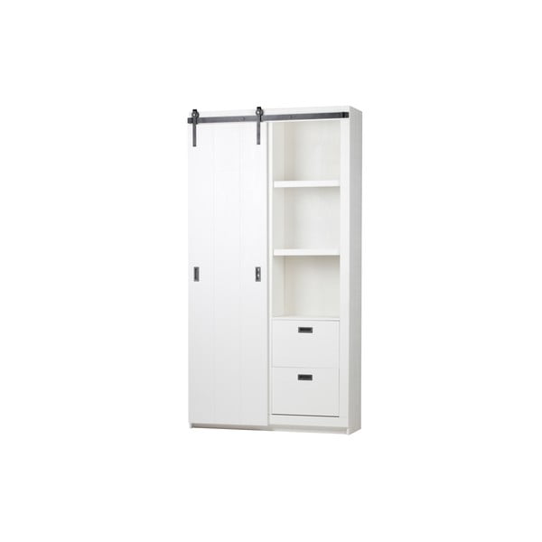 Valge mändist lükandustega riidekapp 122x232 cm Slide - vtwonen-image-2