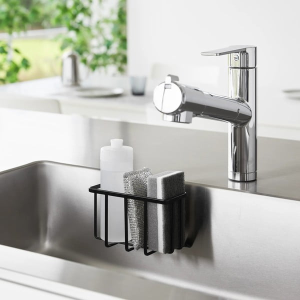 Must metallist pesuvahendi riiul (ilma puurimiseta) Film Hook - YAMAZAKI-image-1