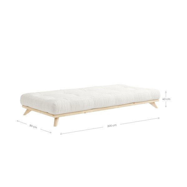 Černá jednolůžková postel z masivního borovicového dřeva s matrací Karup Design Senza Double, 90 x 200 cm-image-4