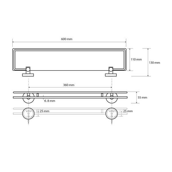 Hõbedast messingist vannitoa riiul, laius 60 cm X-Round - Sapho-image-1