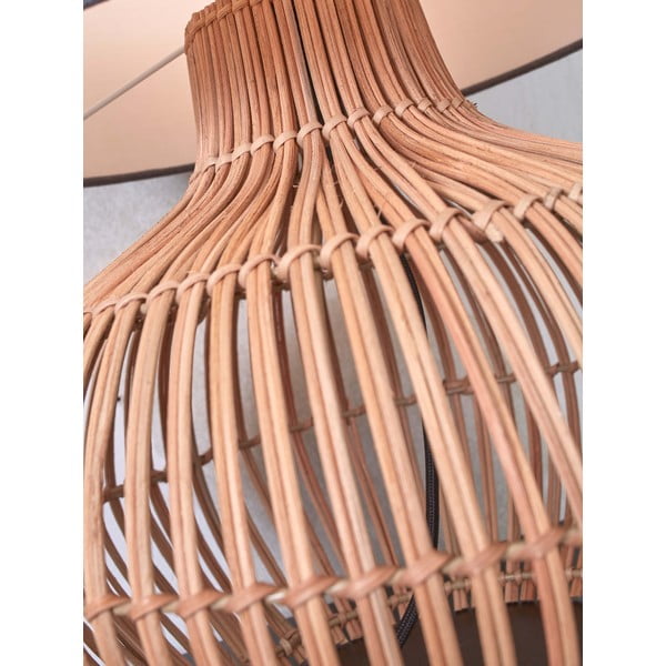 Valge-puiduvärvi tekstiilist varjuga laualamp (kõrgus 60 cm) Kalahari - Good&Mojo-image-4