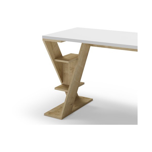 Valge tasapinnaga töölaud 60x137 cm Butterfly - Marckeric-image-4