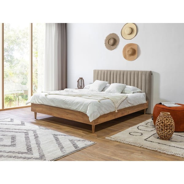 Beež/füüsiline kaheinimesevoodi koos võrega 180x200 cm Oceane - Bobochic Paris-image-1