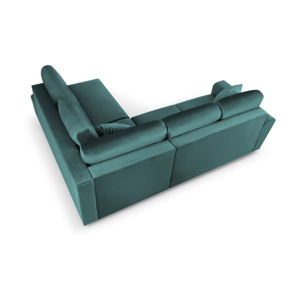 Petrooleumi värvi sametist panipaigaga nurgadiivanvoodi (parem nurk/"L"-kujuline) Kyoto - Cosmopolitan Design-image-4