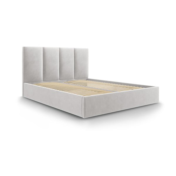 Helehall polsterdatud kaheinimese voodi, millel on hoiuruum ja rest 180x200 cm Juniper - Mazzini Beds