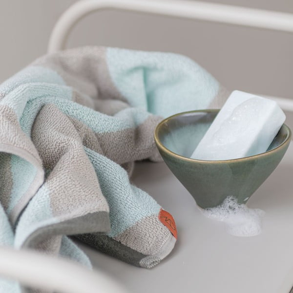 Sinine-hall froteerätik orgaanilisest puuvillast 50x90 cm Diagonal - Mette Ditmer Denmark-image-1