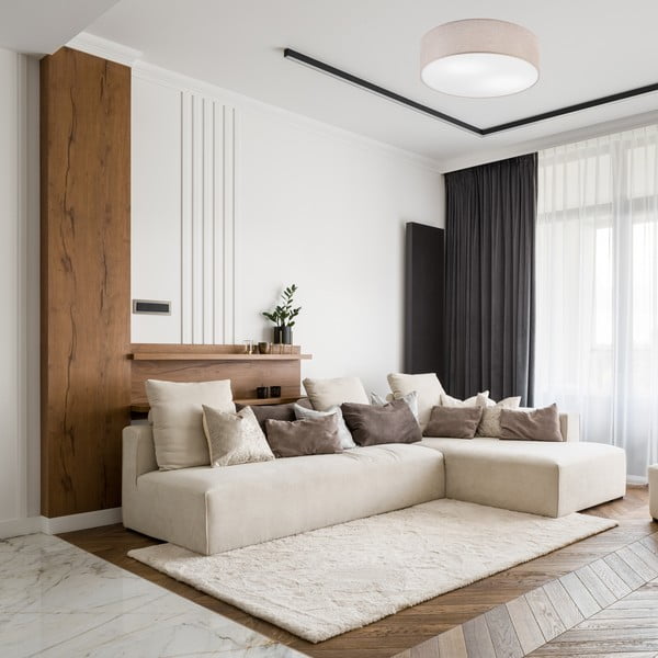 Helehall laevalgusti tekstiilist varjuga ø 45 cm Vivian - LAMKUR-image-1