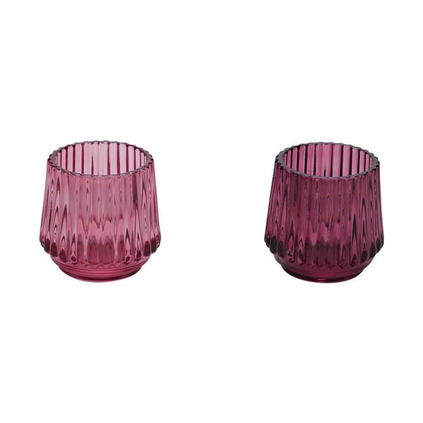 Komplekt 2 roosa klaasist küünlaaluse hoidjat teeküünla jaoks, ø 7 cm - Ego Dekor