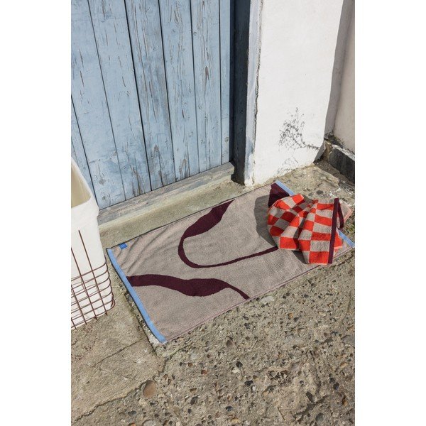 Burgundiapunane/hallikasbeež orgaanilisest puuvillast dušimatt 50x80 cm Nova Arte - Mette Ditmer Denmark-image-1