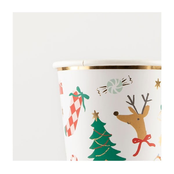 Ühekordsed pabertopsid 8tk komplektis Jolly Christmas - Meri Meri-image-3