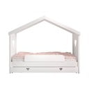 Valge majakujuline männipuidust lastevoodi koos lahtikäiva voodi ja panipaigaga 90x200 cm AMORI - Vipack
