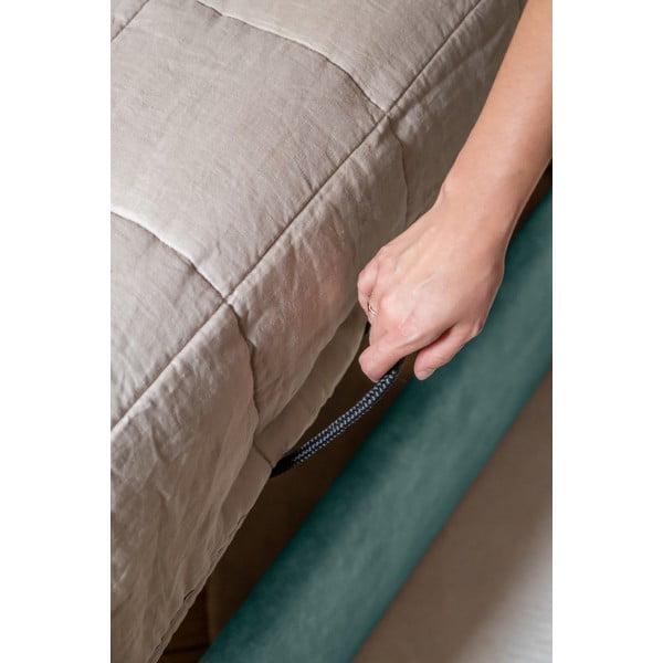 Türkiissinine polsterdatud üheinimesevoodi koos voodipõhja ja panipaigaga 90x200 cm Dreamy Aurora – Miuform-image-3