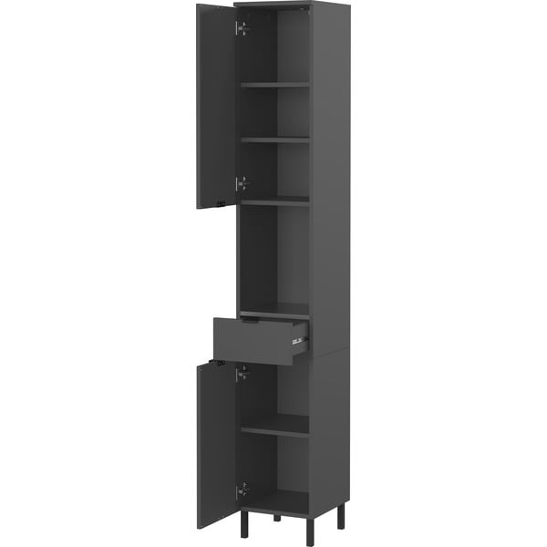 Antratsiitne kõrge/kitsas vannitoakapp 30x190 cm Arcena - Germania-image-3