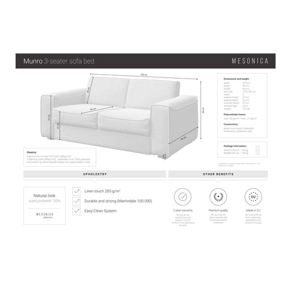Hall diivanvoodi , 224 cm Munro - MESONICA-image-4
