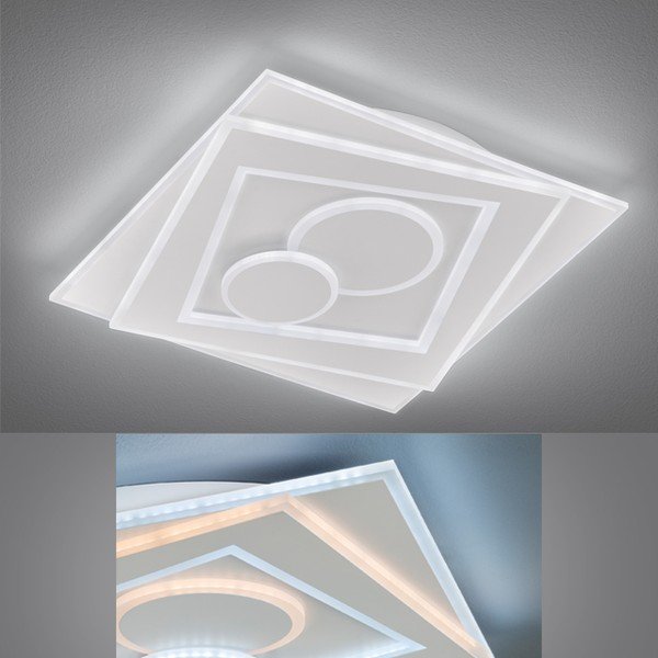 Valge metallist dimmerdatav LED laevalgusti koos puldiga 50x50 cm Ratio - Fischer & Honsel-image-1