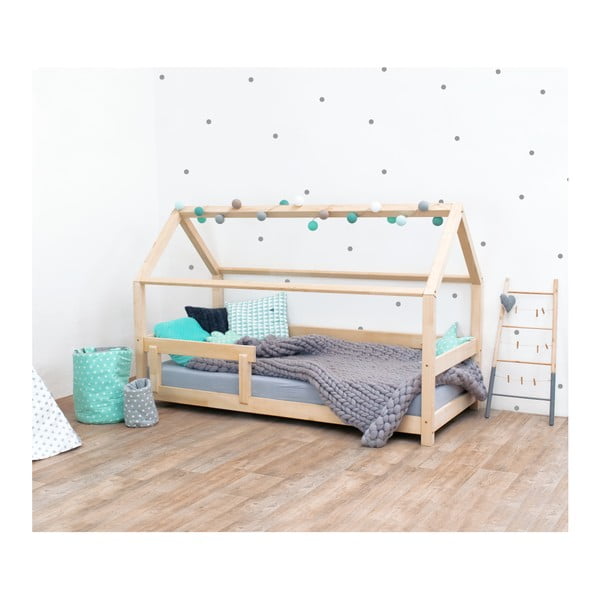Přírodní dětská postel s bočnicí ze smrkového dřeva Benlemi Tery, 90 x 190 cm