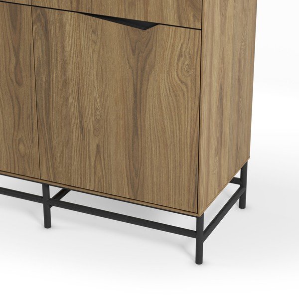 Must/naturaalse tammega kapp 98x120x40 cm Aiden - Marckeric-image-3