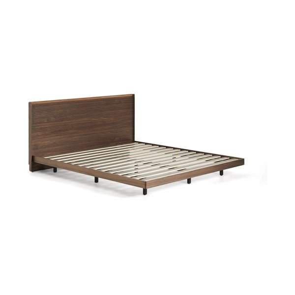 Pruun kasepuidust kaheinimesevoodi voodipõhjaga 160x200 cm Norlen - Kave Home
