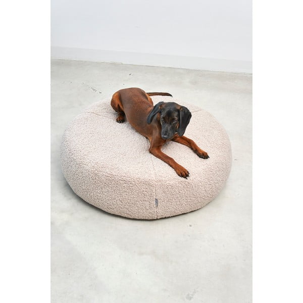 Beež bukleekangast koeravoodi ø 90 cm Senso Pouffe Greige M/L - MiaCara-image-3