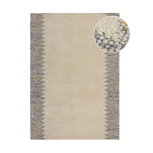 Hall-kreem käsitsi kootud villaseguga vaip 120x170 cm Minerals Border - Flair Rugs