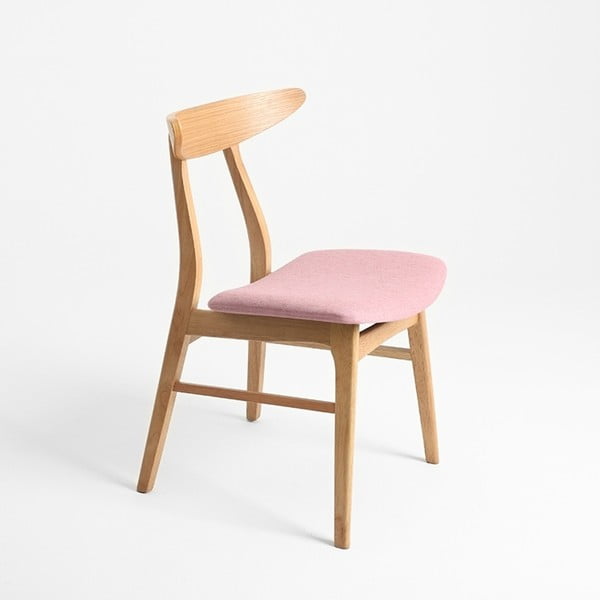 Růžová židle s dubovými nohami Benet