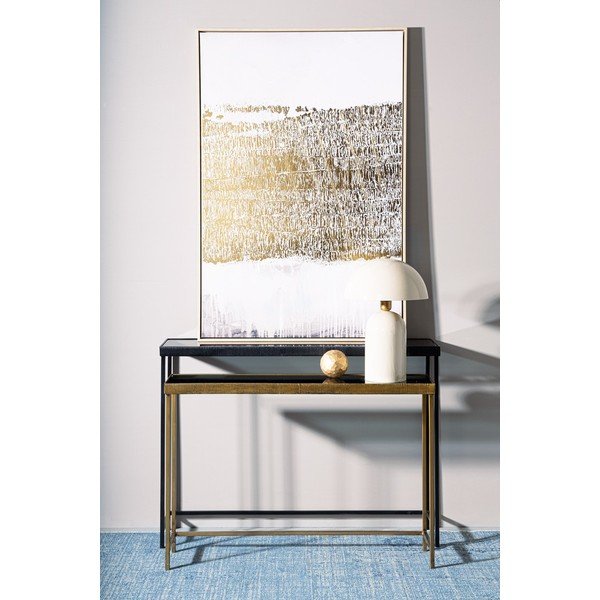 Mustad/kuldsed konsoollauad klaasist pealispinnaga, 26x107 cm, komplektis Yamir - Bizzotto-image-1